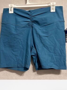 JoyLab Teal Ruched-Waist Swim Shorts